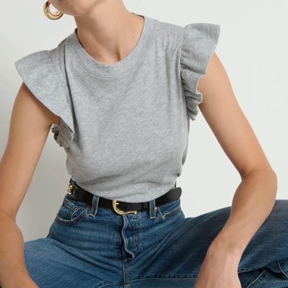 Nation LTD grey flutter sleeve top - Picture 1 of 5